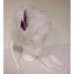 Quarz Tier-Fell-Mütze "Maus" in weiß/lila