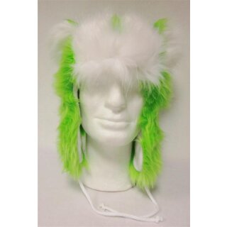 Quarz Tier-Fell-Mütze in grün/weiß