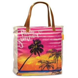 Fabrizio Strandtasche- Badetasche Shopper Tasche palme pink